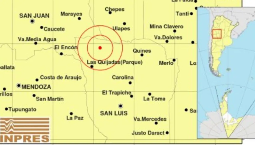 Sismo con epicentro al noroeste de Villa de Merlo