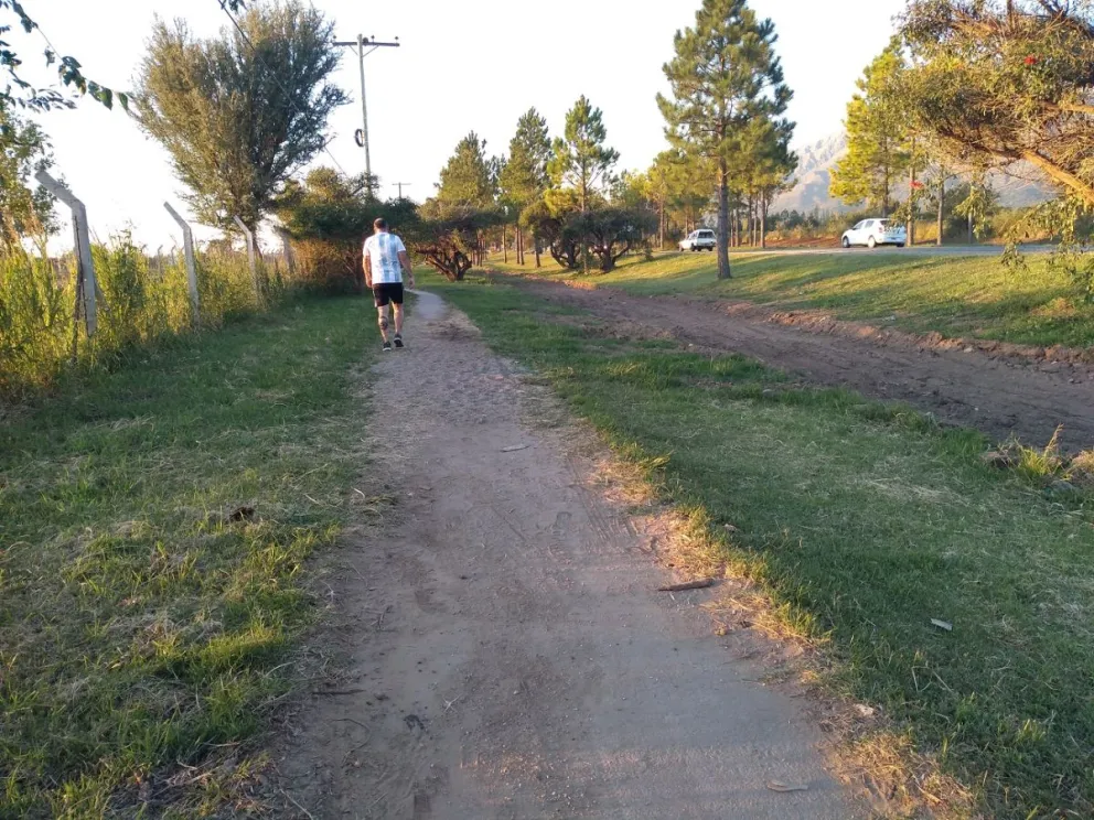 La senda peatonal paralela a la Ruta 1 en estado de abandono