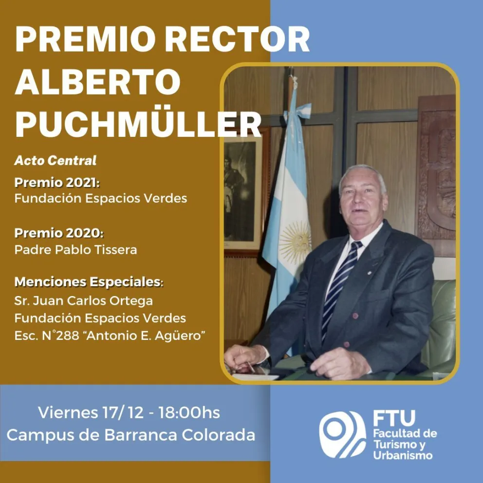 La Fundación Espacios Verdes recibirá el Premio "Rector Alberto Puchmüller"